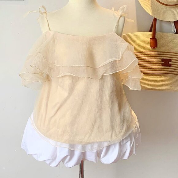 🌸 Romantic Ruffle Off Shoulder Linen Top - Picture 2 of 4